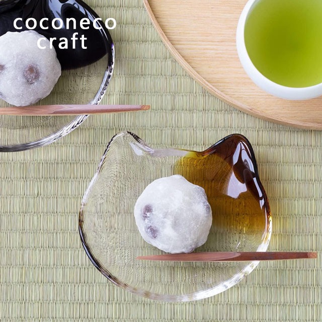 coconeco craft 小皿 全5種 白 黒 茶 ブチ黒 ブチ茶 専用箱付 アデリア/石塚硝子（F-79706・F-79707・F-79708・F-79709・F-79710）