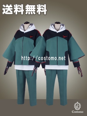 【送料無料】　水星風　青緑×ワインレッド衣装　パーカー付き　