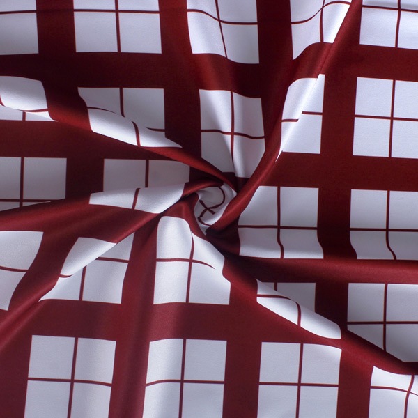 【送料無料】白×赤チェック コストモオリジナルプリント生地[FAVORIC]