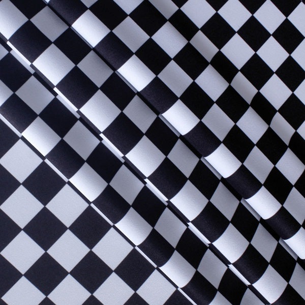 送料無料 市松模様 黒 白 コストモオリジナルプリント生地 Favoric