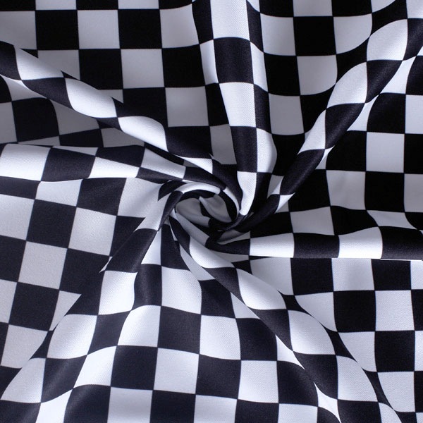 送料無料 市松模様 黒 白 コストモオリジナルプリント生地 Favoric