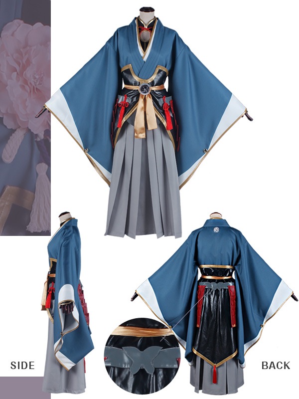 送料無料】とうらぶ風 青×黒×金 裏地濃いピンクのマント付