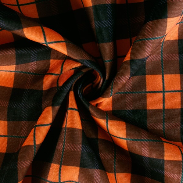 【送料無料】コストモオリジナルチェック（オレンジ） コストモオリジナルプリント生地[FAVORIC]