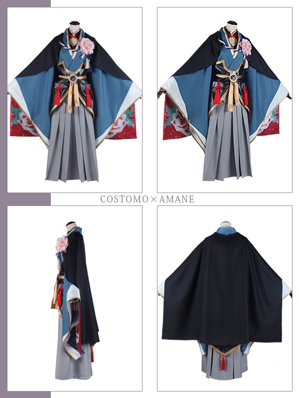 送料無料】とうらぶ風 青×黒×金 裏地濃いピンクのマント付