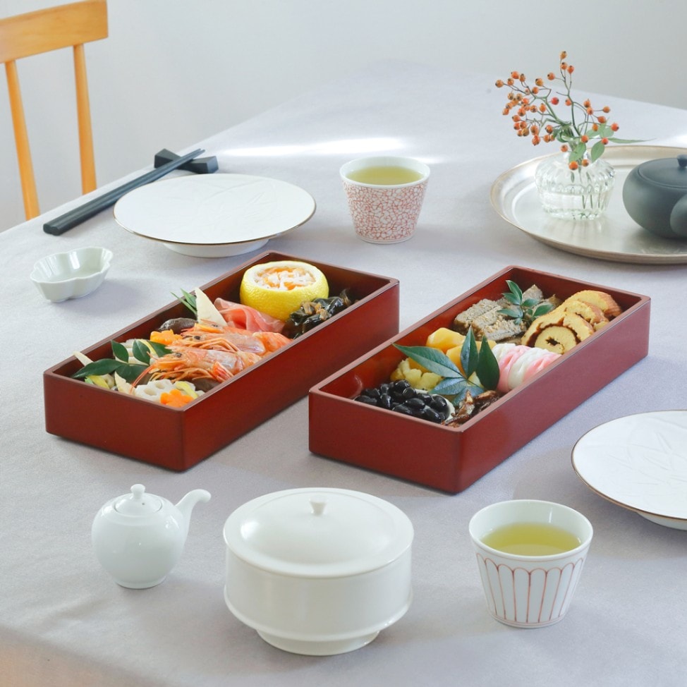 輪島塗 二段重箱 大華作 ☆おまけ付き（輪島塗漆器の工房直販