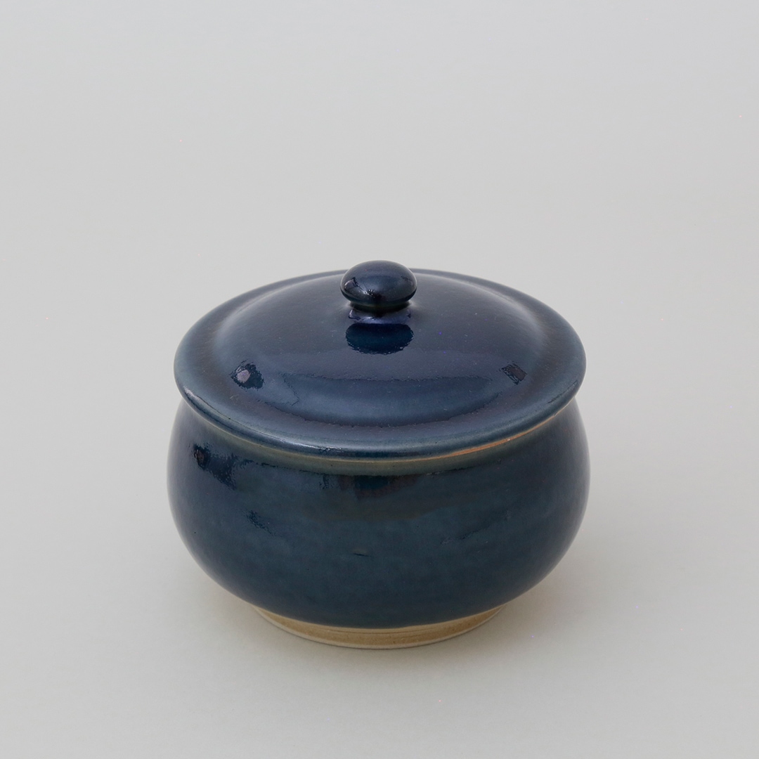 青色 陶器 蓋付き容器とカップ セット GIFT_classic_teaset_obm_a_s200