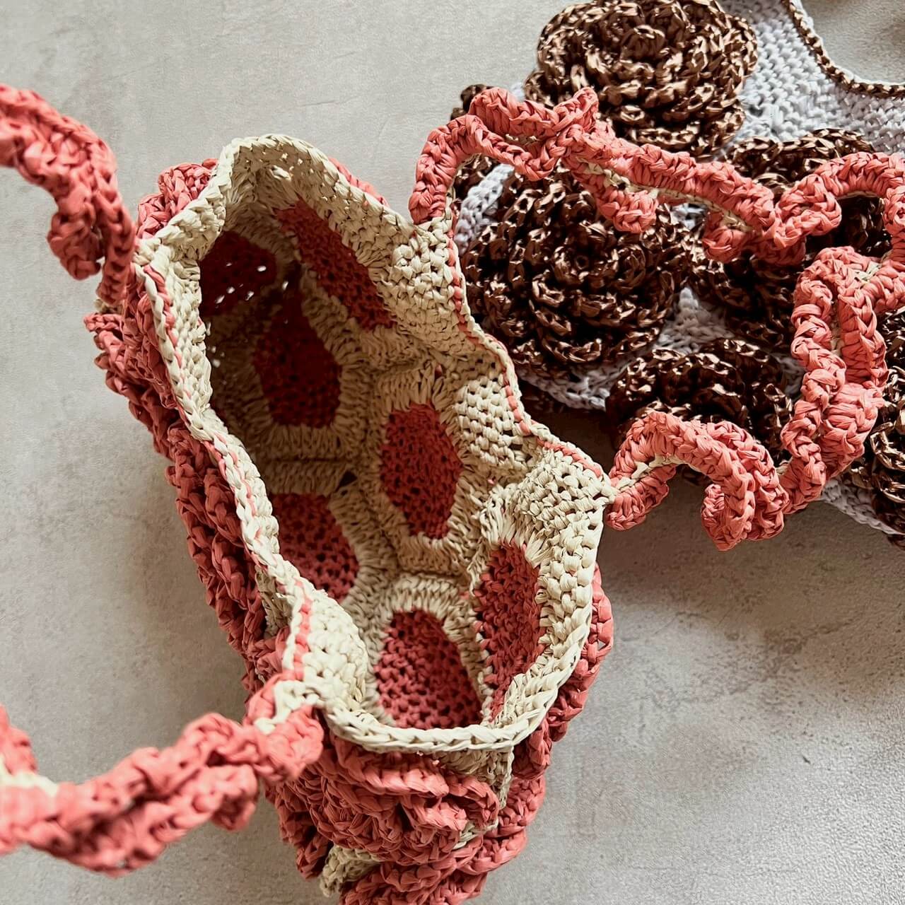 �ҥ��åȡӣ�D Raffia Rose Bag�����åȡ�Designed by melt