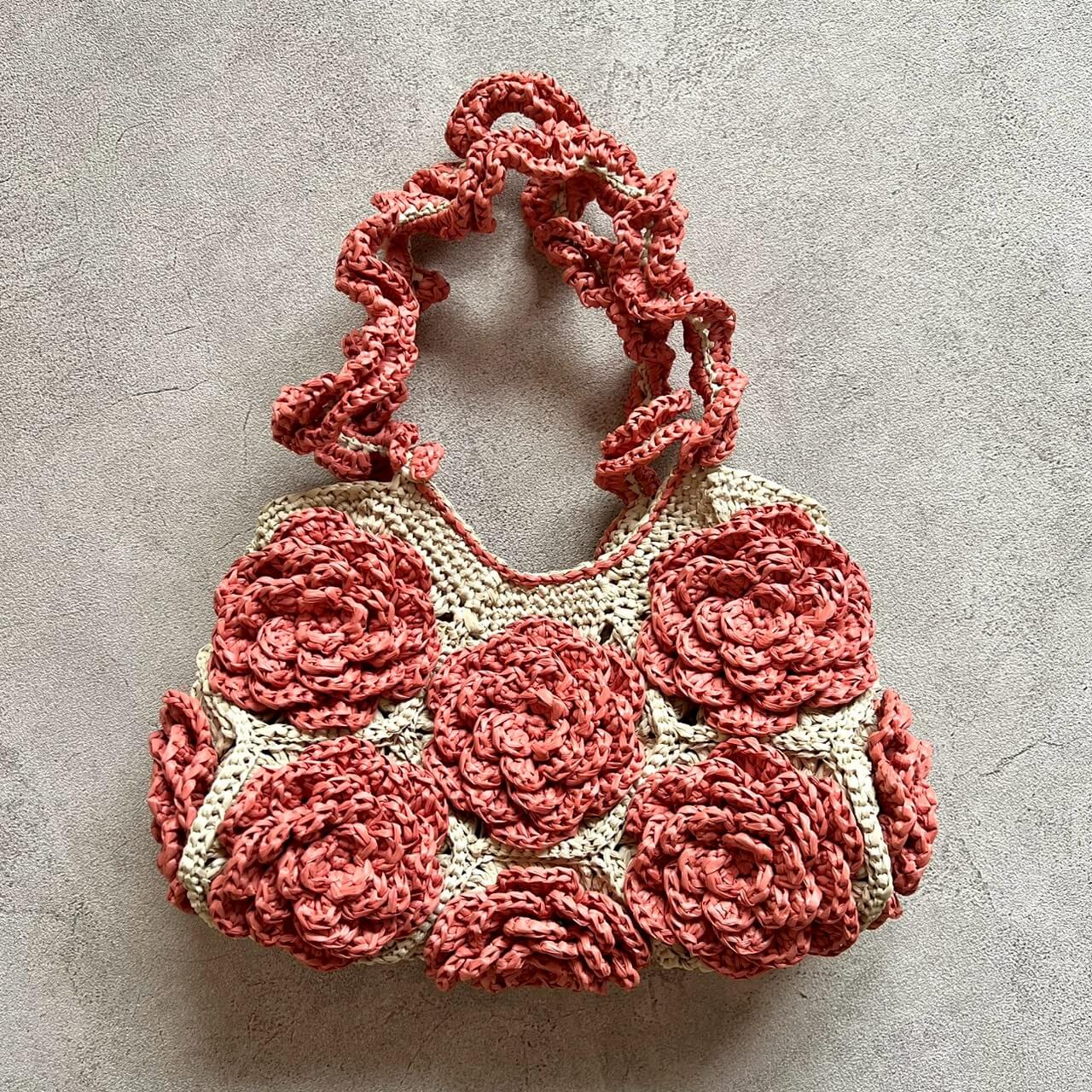 �ҥ��åȡӣ�D Raffia Rose Bag�����åȡ�Designed by melt