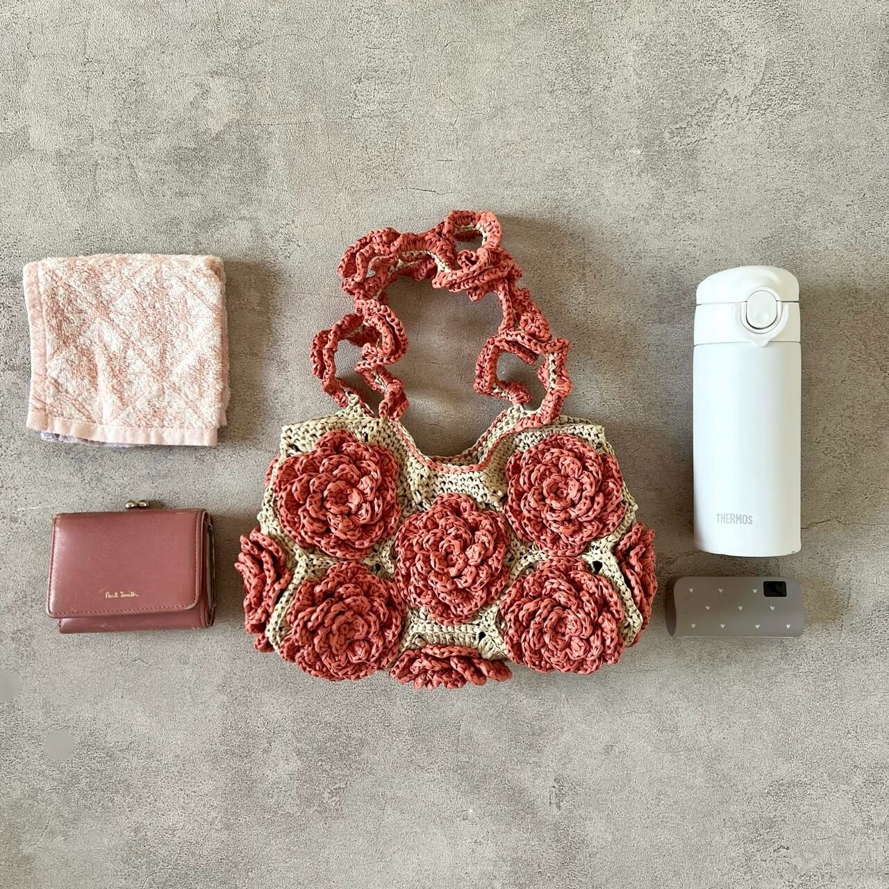 �ҥ��åȡӣ�D Raffia Rose Bag�����åȡ�Designed by melt