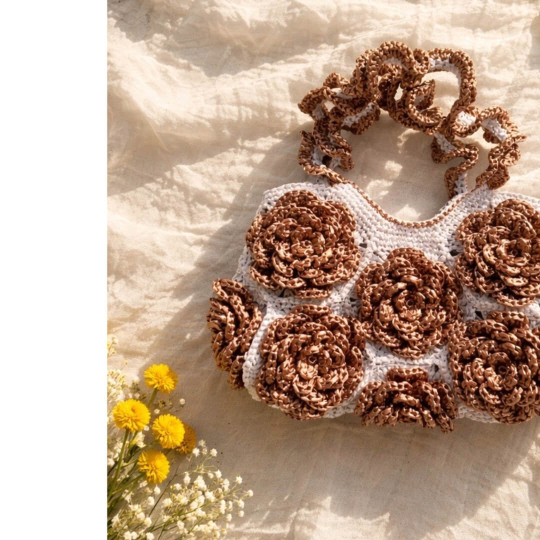�ҥ��åȡӣ�D Raffia Rose Bag�����åȡ�Designed by melt