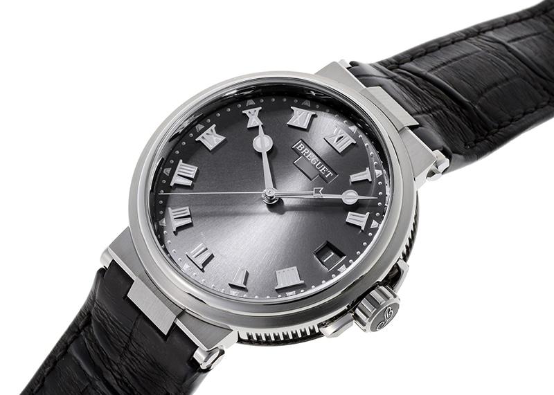 ブレゲ マリーン 5517 レザーベルト ネイビー 美品 ブレゲ マリーン