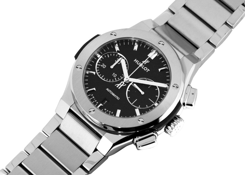 ウブロ 520 Nx 1170 Nx クラシック フュージョン クロノグラフ チタニウムブレスレット Ti 黒文字盤 自動巻き ブレスレット 高級腕時計専門店 表参道 南青山クロンヌ Couronne クラシックフュージョン