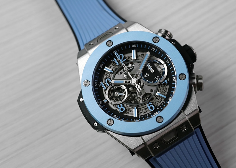 純正HUBLOT ビッグバンウニコラバーベルトアリゲーターブルー