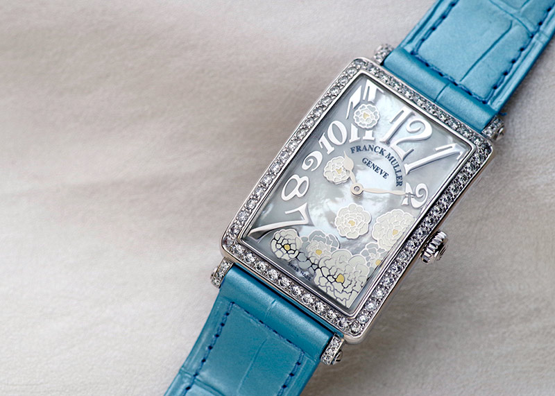 フランクミュラー　ロングアイランド　シェル　水色レザー フランクミュラーロングアイランドシェル水色レザー