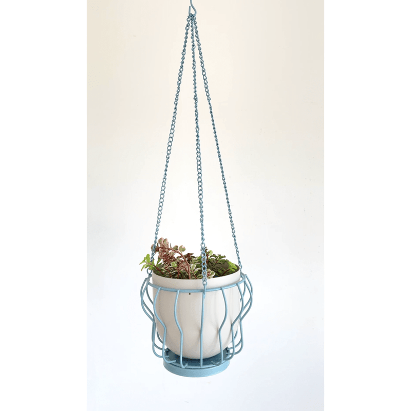 ワイヤーハングポット blue