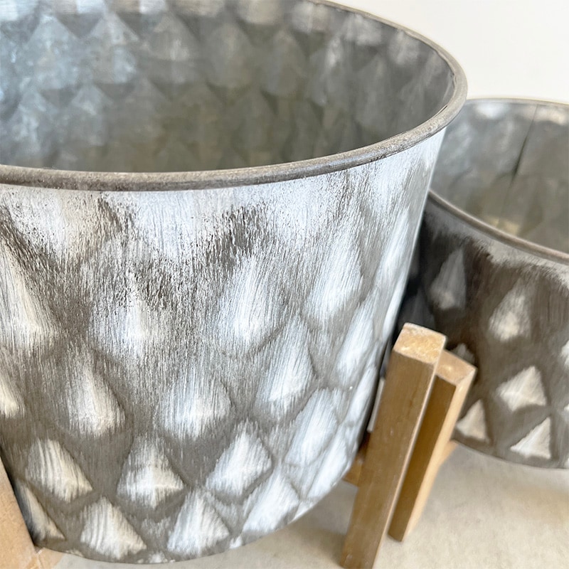 ウッドスタンド・ブリキポットカバー L (S) | 鉢・鉢カバー・ソーサー