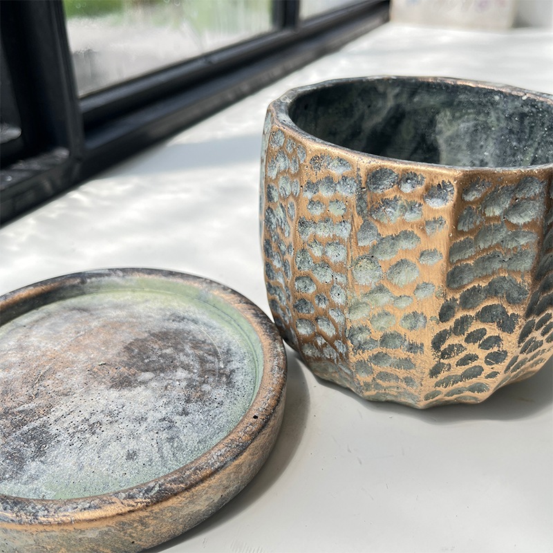 ファイバーセメントポット　Edinburgh Round　エディンバラ ラウンド 楽天市場】 鉢カバー > オイスター（ファイバーセメント） : グリーン