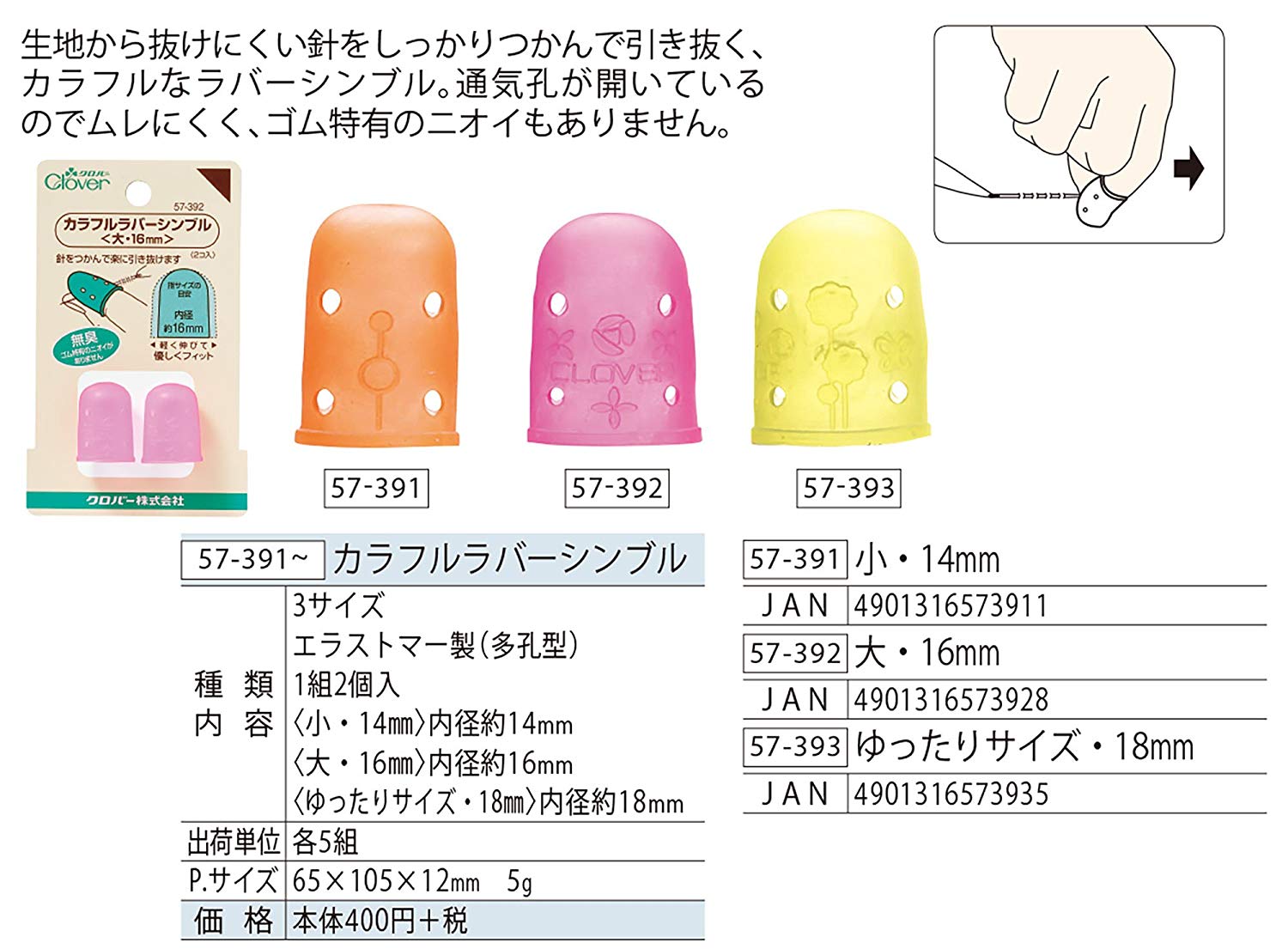 カラフルラバーシンブル | 手芸センタードリーム公式通販サイト