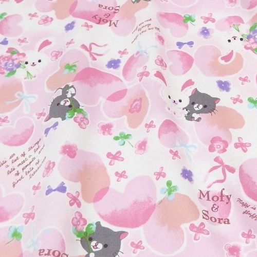 セール特価】生地 うさぎのモフィ オックス ハート＆フラワー柄 | 手芸
