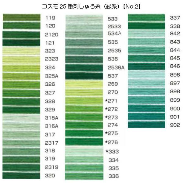 コスモ25番刺繍糸【緑系】（No.2） | 手芸センタードリーム公式通販サイト