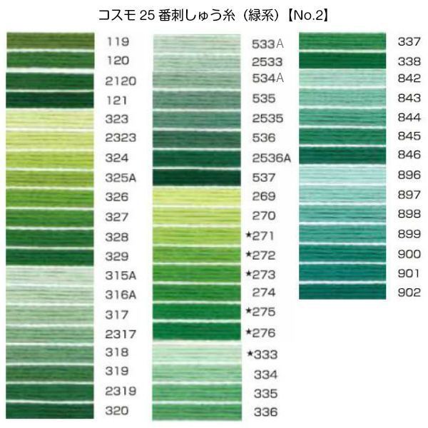 コスモ25番刺繍糸【緑系】（No.2） | 手芸センタードリーム公式通販サイト