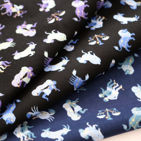大特価処分】生地 スケアープリント 星座柄2（割引クーポン/ポイント