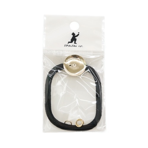 ヘアゴム　No.273 丸皿付ヘアゴム 丸カン3個付き ブラック×ゴールド | 手芸センター