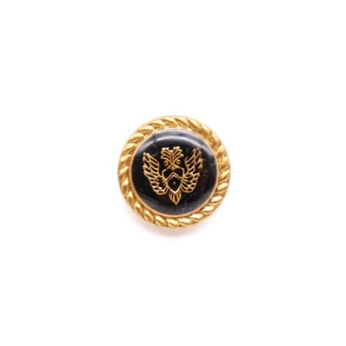 ボタン エンブレム ゴールド×ブラック 18mm 1個入 | 手芸センター