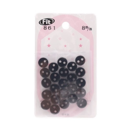 カードボタン No861 力ボタン ブラック 8mm 24個入 | 手芸センター