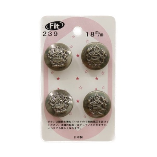 カードボタン No239 エンブレム柄 アンティークゴールド 18mm 4個入