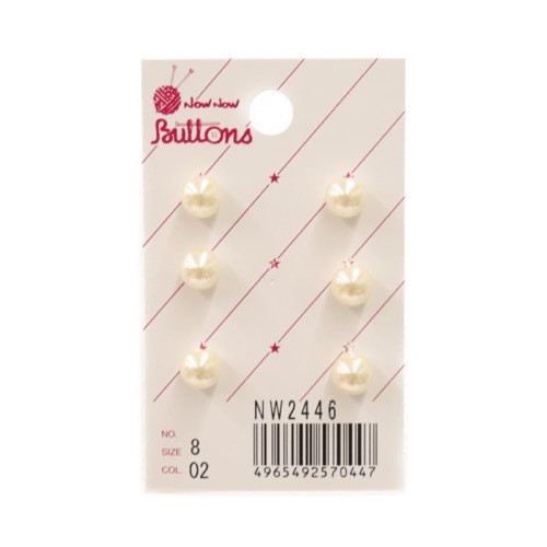 カードボタン NW2446 パール調 オフホワイト 8mm 6個入 | 手芸センター