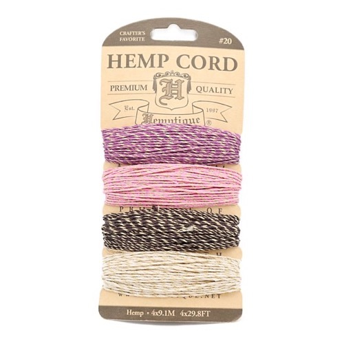 HEMP CORD ヘンプコード #20 9.1m巻 4色セット ラメ入り | 手芸
