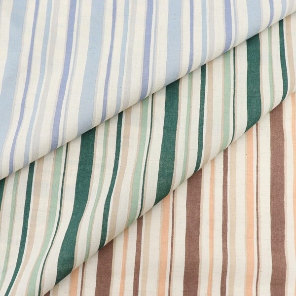 生地 綿麻キャンブリックプリント ストライプ柄 DR11510-1 | 手芸