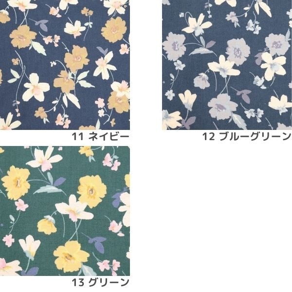 綿麻生地大人ブルーの花柄 数量5から】 生地 『綿麻シーチング 花柄 ブルー UP5796-C』 COTTON
