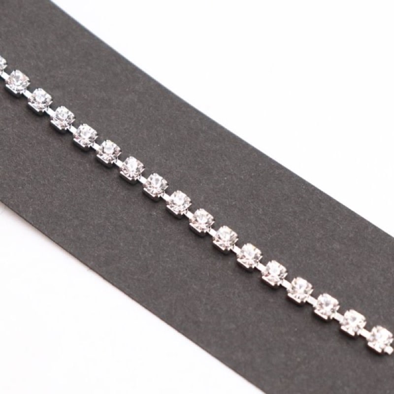 ラインストーンチェーン #101 ロジウム 15cm クリスタル | 手芸