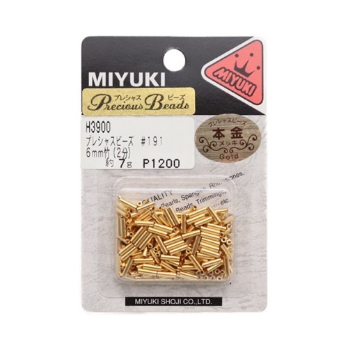 MIYUKI プレシャスビーズ #191 竹 1.7X6mm 2分 本金メッキ 7g入