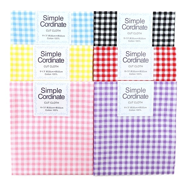 生地 シンプルコーディネイト プリント ギンガムチェック柄 【30×50cm