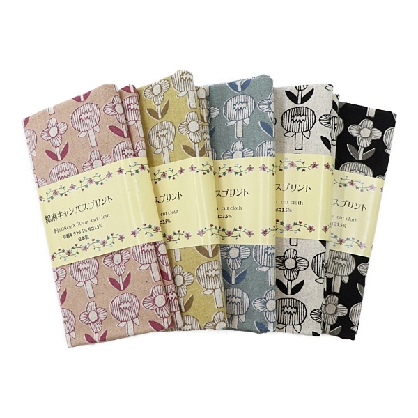 多色花柄キャンバスアート 約60cm x 50cm 生地 綿麻キャンバスプリント 花柄 【50cmカットクロス】 850379