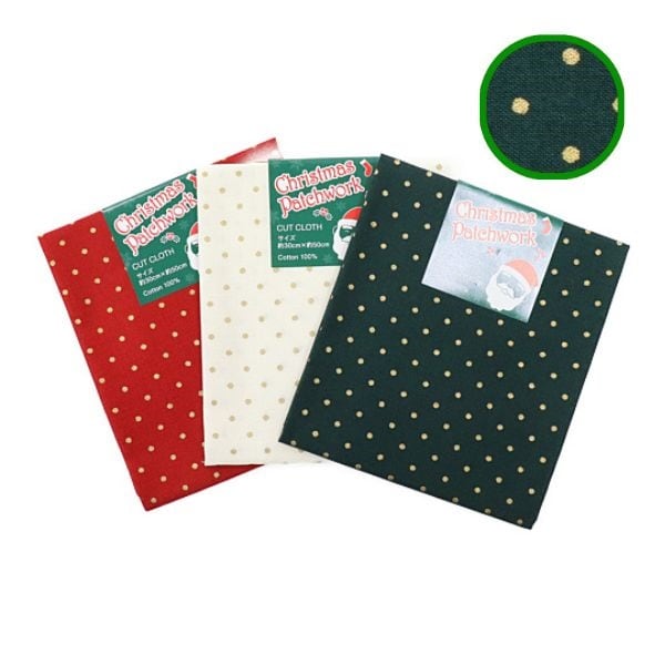 生地 クリスマスパッチカット ドット柄 ゴールドプリント 【30×50cm