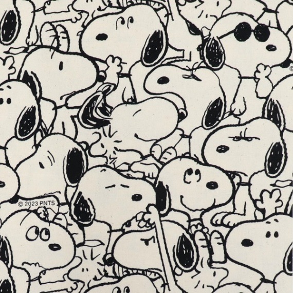 生地 スヌーピー オックス モノトーン柄 生成り 771126 | 手芸