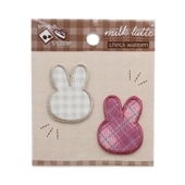 ミルクラテ milk latte チェックワッペン アイロン接着＆シール くま 2