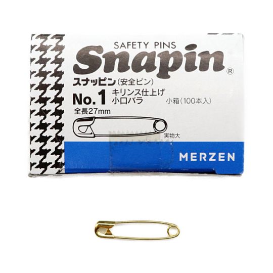 スナッピン(安全ピン)No.1 27mm キリンス仕上げ 小口バラ ゴールド 100