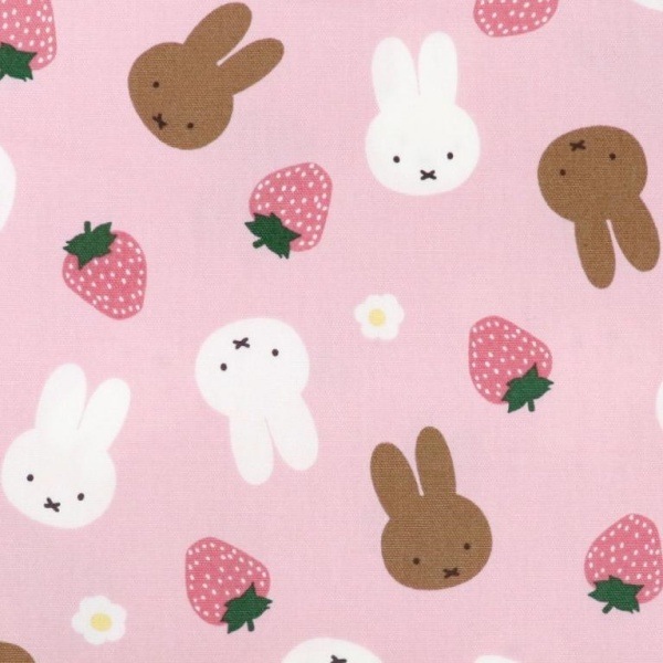 生地 ミッフィー オックス いちご柄 ピンク G-2028-1A | 手芸センター