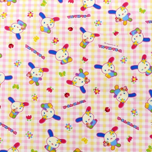 廃盤 希少 サンリオ ウサハナ ラメ入りカット生地 ピンク 花柄 廃盤