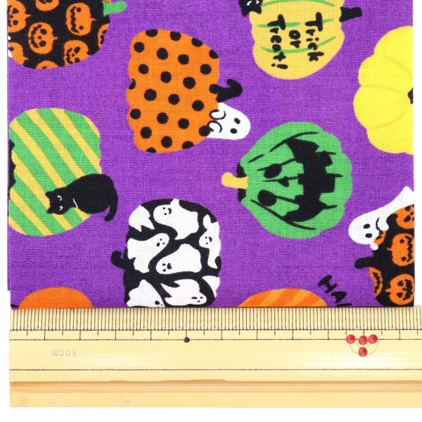 生地 ハロウィンパッチカット かぼちゃ柄 【30×50cmカットクロス