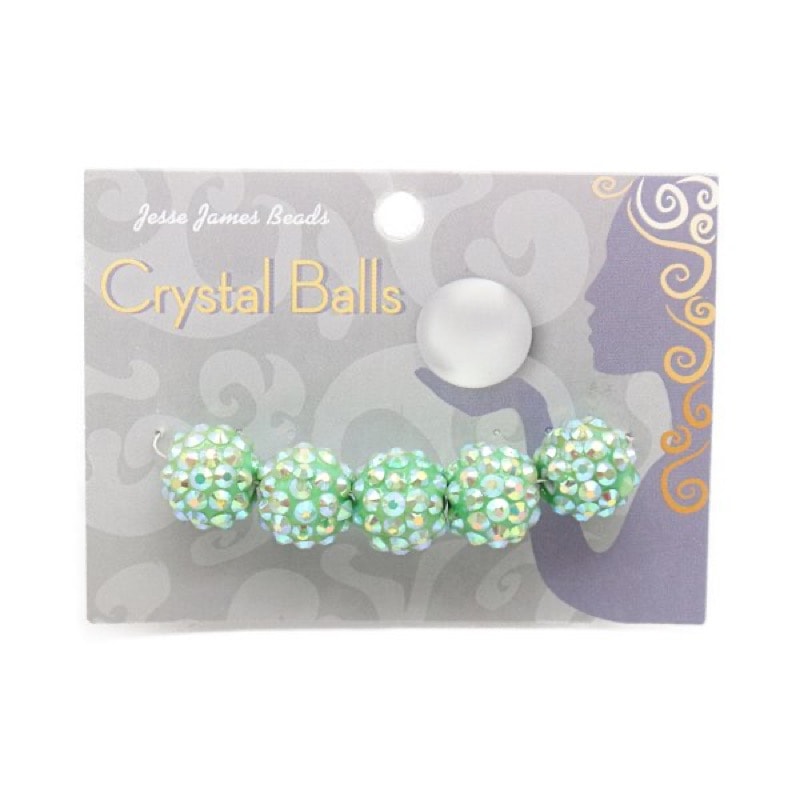 Crystal Balls クリスタルボール 10mm 5個セット グリーン系 6533