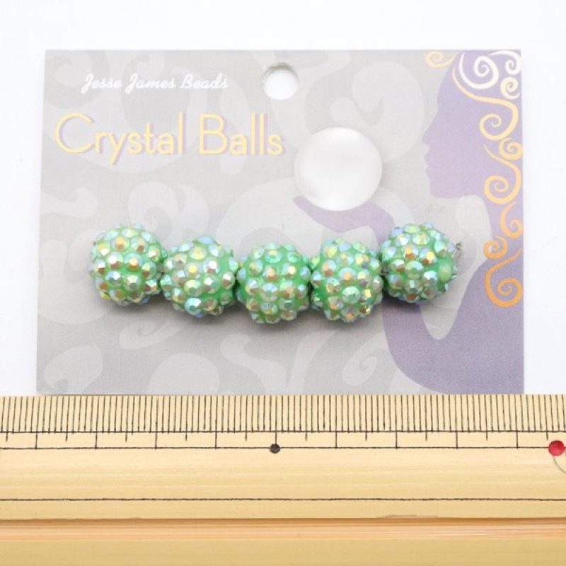 Crystal Balls クリスタルボール 10mm 5個セット グリーン系 6533