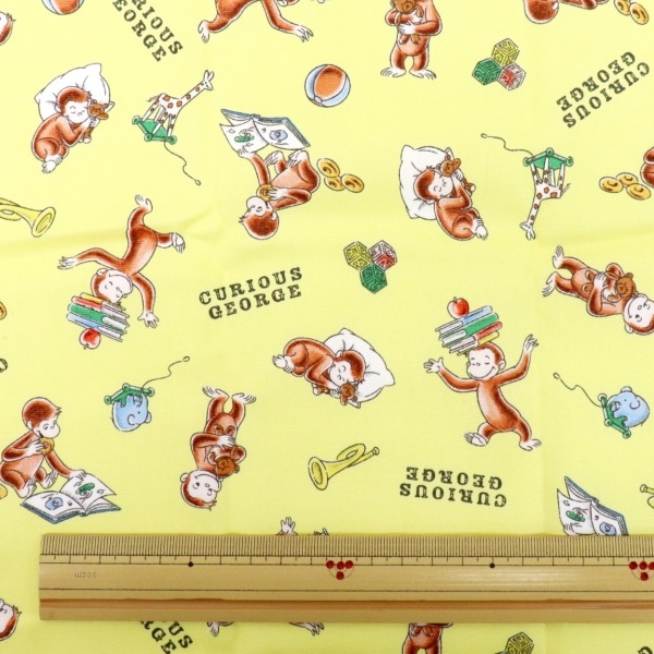生地 おさるのジョージ オックス ブック柄 【50cmカットクロス