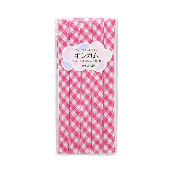 ふちどり バイアステープ チェック＆ストライプ ギンガム 巾10mm