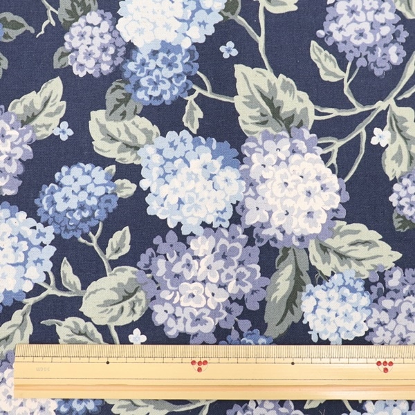 生地 綿麻キャンバスプリント あじさい柄 KTS6980 | 手芸センター